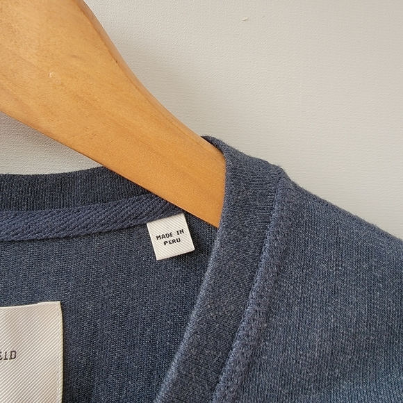 Billy Reid New True Navy Herringbone Terry Mens Size Medium Henley Neutral Shirt - Picture 9 of 15